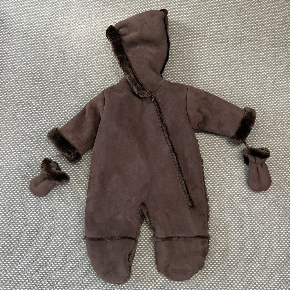 Widgeon Suede & Faux Fur Baby Bunting Jacket
